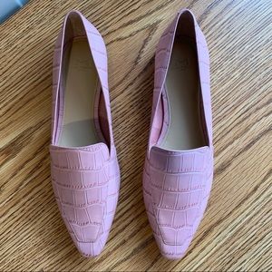 Marc Fisher Pink Croc-Embossed Loafers